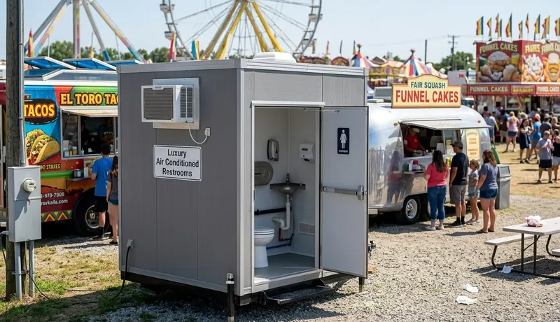 Climate-Controlled Porta Potty on-site placement in Calefornia, CA