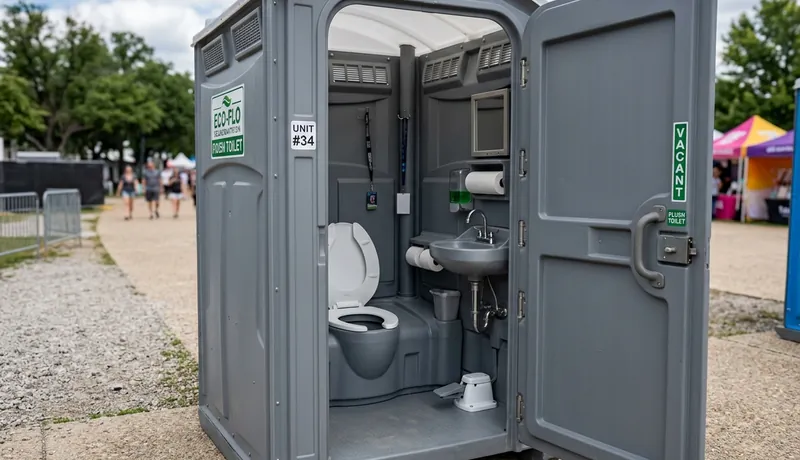 Deluxe Porta Potty (with Flushing) delivery to site in Calefornia, CA