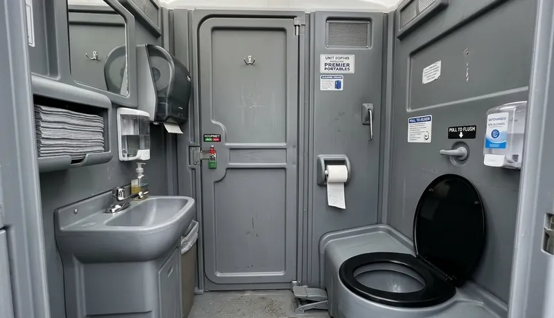 Deluxe Porta Potty (with Flushing) clean interior in Calefornia, CA