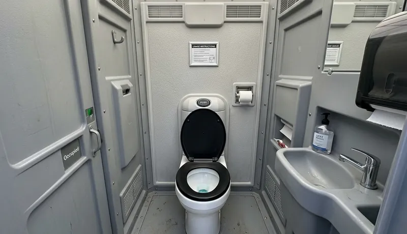 Deluxe Porta Potty (with Flushing) event setup in Calefornia, CA