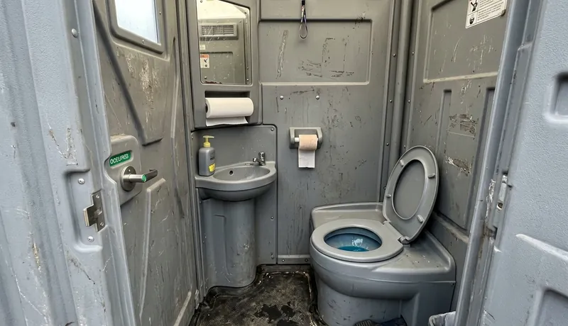 Flushable Porta Potty event setup in Calefornia, CA
