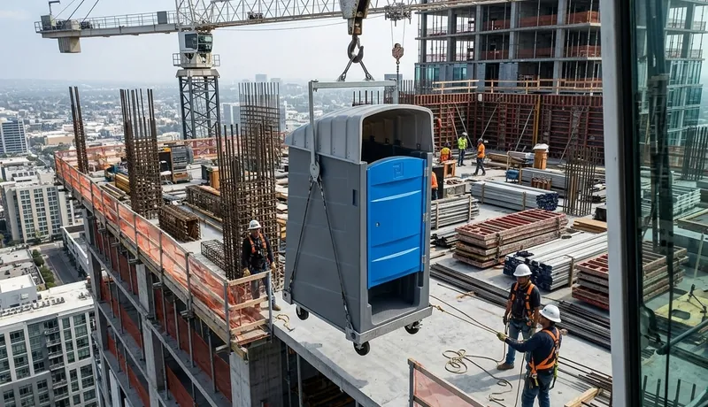 High-Rise Porta Potty rental unit in Calefornia, CA