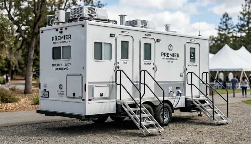 Restroom Trailer delivery to site in Calefornia, CA