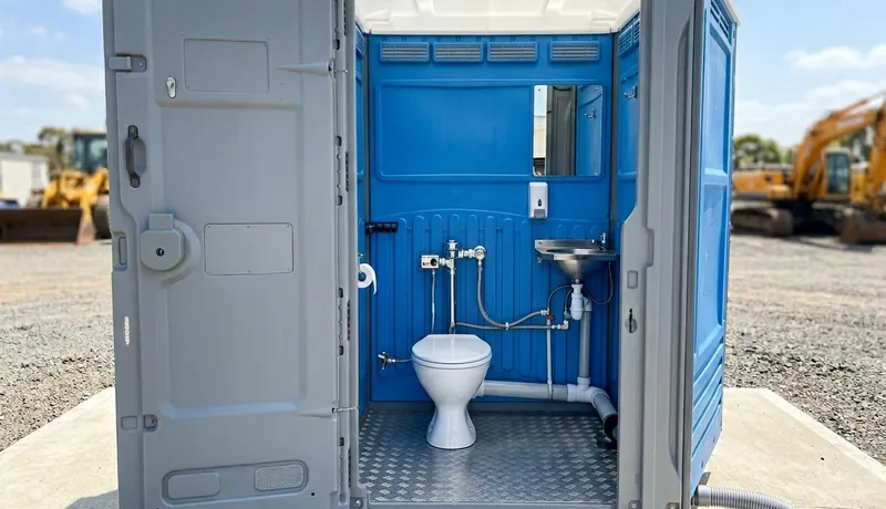 Sewer-Connected Portable Toilet construction deployment in Calefornia, CA