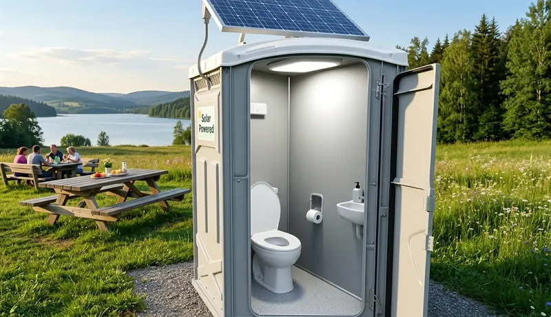 Solar-Powered Porta Potty delivery to site in Calefornia, CA