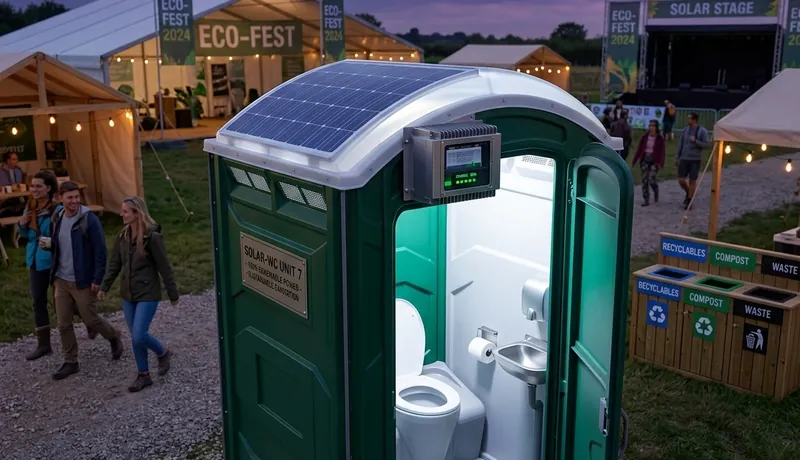 Solar-Powered Porta Potty clean interior in Calefornia, CA