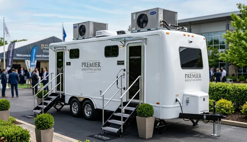 VIP Restroom Trailer event setup in Calefornia, CA