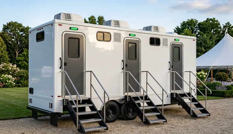 VIP Restroom Trailer delivery to site in Calefornia, CA